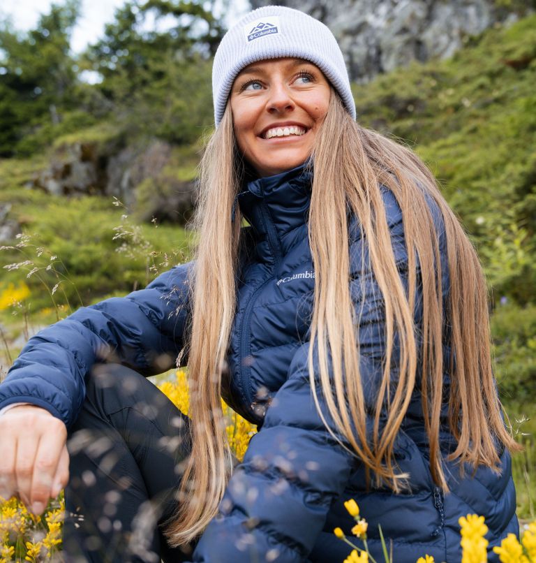 Whirlibird Cuffed Beanie, Color: Snowdrift, Mountains, image 3