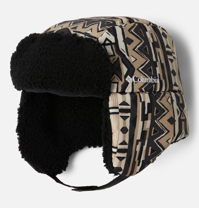Thumbnail: Kids' Frosty Trail Trapper Hat, Color: Ancient Fossil 80s Stripe Print, image 1