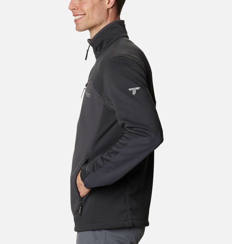 Men's Powder Chute Fleece Jacket, Color: Black, Shark, image 3