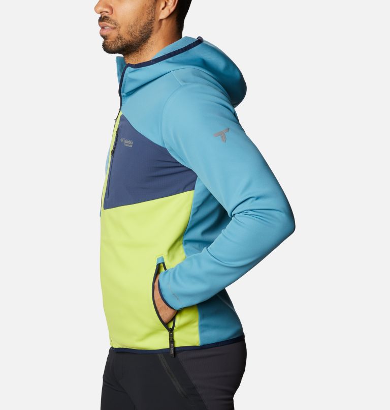 Men's Peak Pursuit Tech Hoodie, Color: Canyon Blue, Bright Chartreuse, Col Navy, image 3