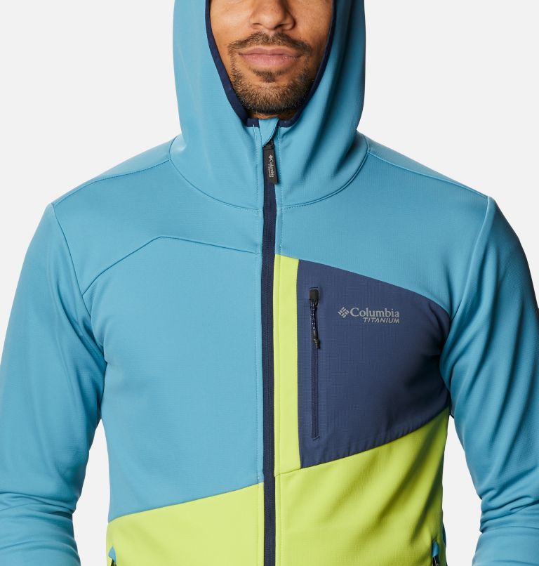 Men's Peak Pursuit Tech Hoodie, Color: Canyon Blue, Bright Chartreuse, Col Navy, image 4