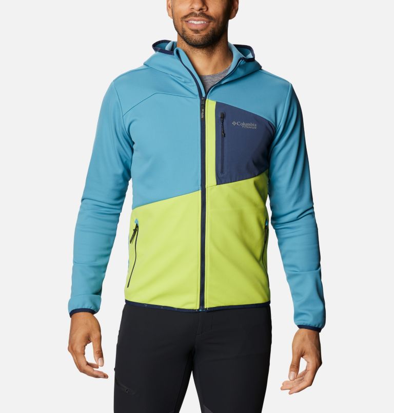 Men's Peak Pursuit Tech Hoodie, Color: Canyon Blue, Bright Chartreuse, Col Navy, image 1