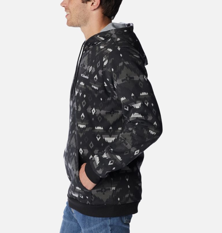 Men's Columbia Logo Printed Hoodie, Color: Black Rocky Mountain Print, image 3