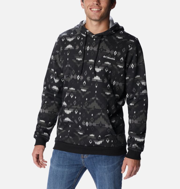 Men's Columbia Logo Printed Hoodie, Color: Black Rocky Mountain Print, image 1