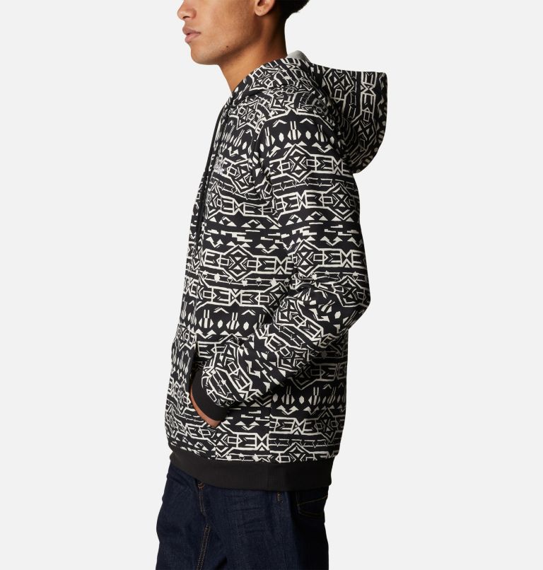 M Columbia Logo Printed Hoodie | 015 | XL, Color: Black, Geo Print, image 3