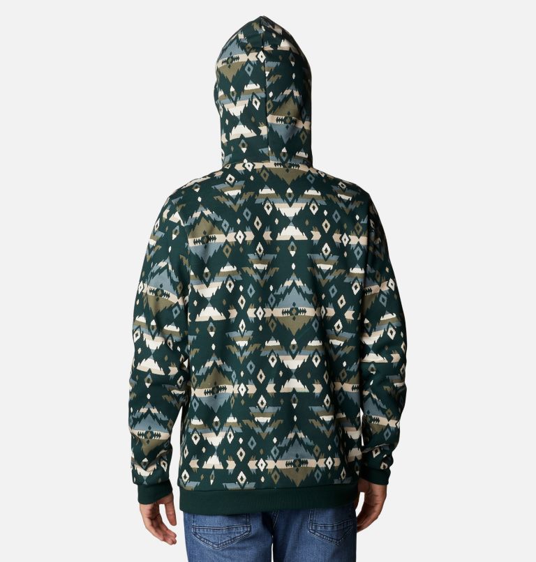 Thumbnail: Men's Columbia Logo Printed Hoodie, Color: Spruce Rocky Mountain Print, image 2