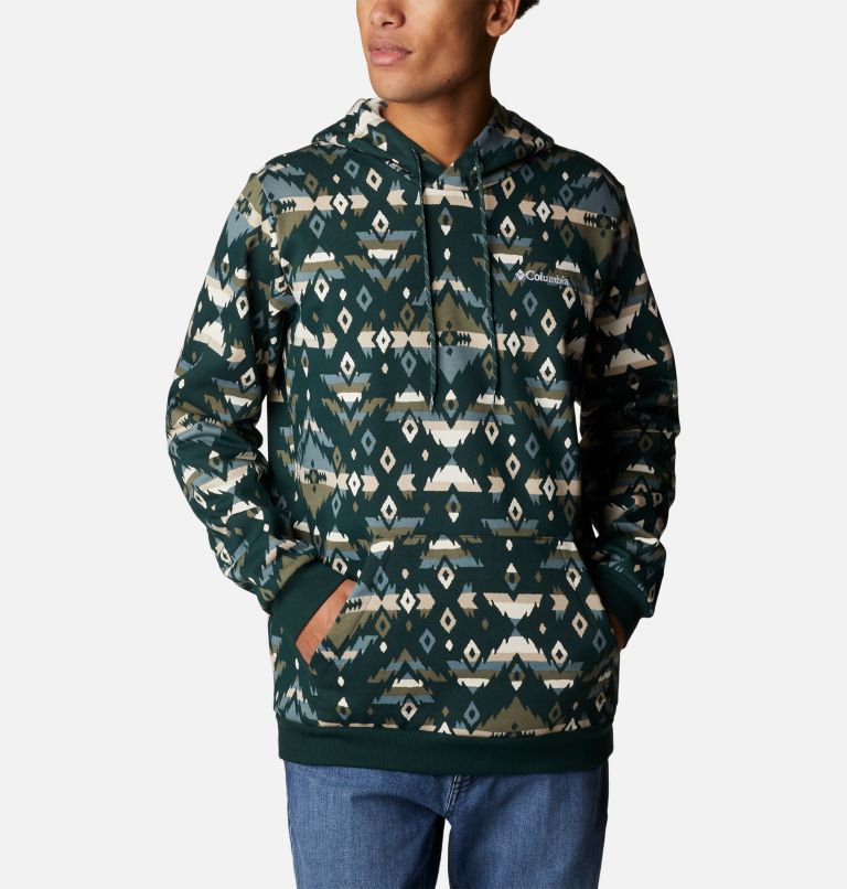 M Columbia Logo Printed Hoodie | 370 | M, Color: Spruce Rocky Mountain Print, image 1