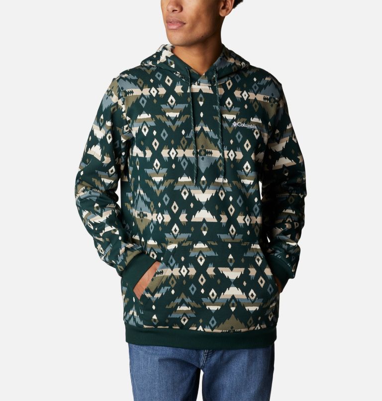 Thumbnail: Men's Columbia Logo Printed Hoodie, Color: Spruce Rocky Mountain Print, image 1