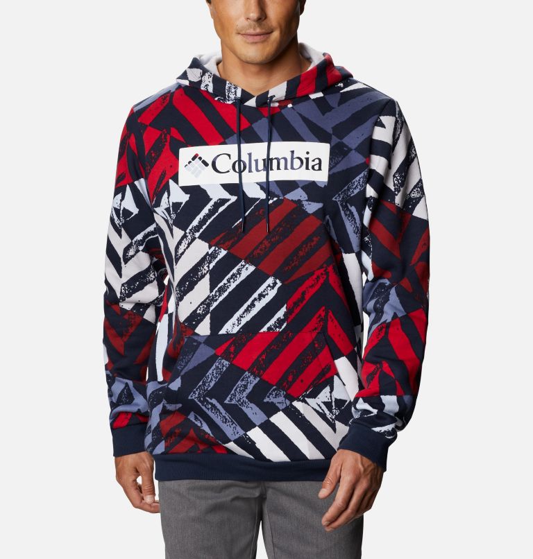 M Columbia Logo Printed Hoodie | 464 | XL, Color: Collegiate Navy Block Print Heather, image 1