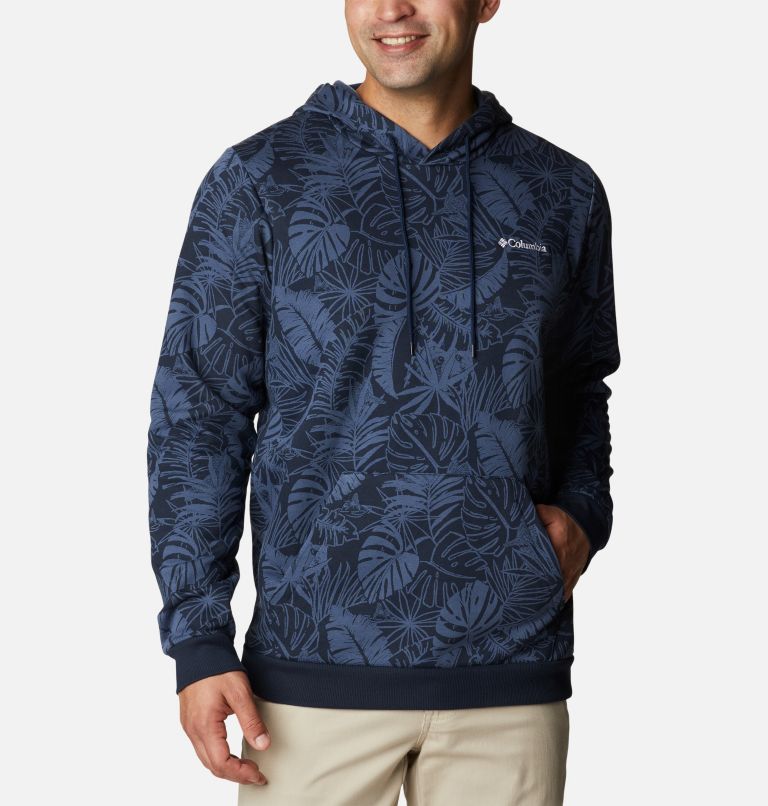 Men's Columbia Logo Printed Hoodie, Color: Collegiate Navy King Palms, image 1