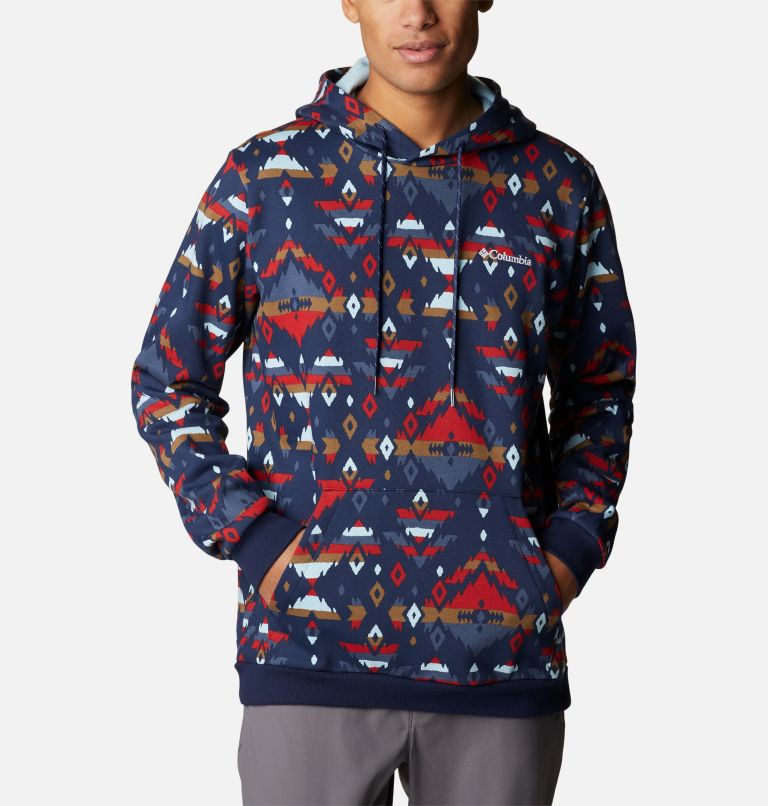 M Columbia Logo Printed Hoodie | 466 | L, Color: Collegiate Navy Rocky Mountain Print, image 1