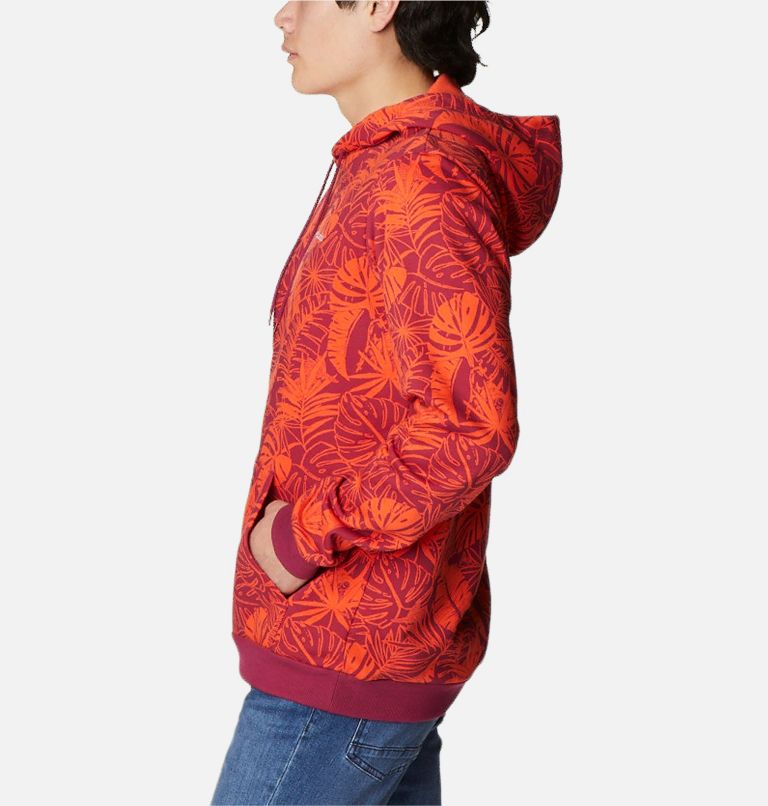 Men's Columbia Logo Printed Hoodie, Color: Red Onion King Palms, image 3