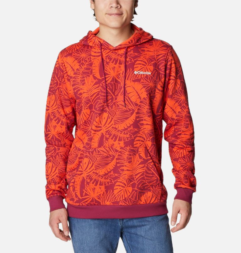 Chandail à capuchon imprimé Columbia Logo pour homme, Color: Red Onion King Palms, image 1