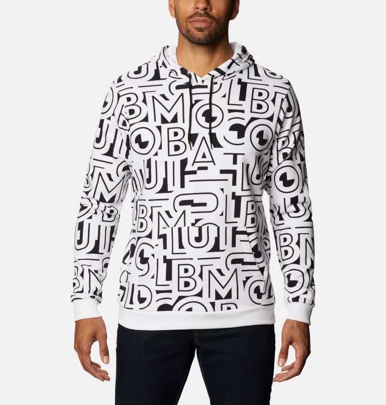 M Columbia Logo Printed Hoodie | 010 | S, Color: Black, White Typo, image 1