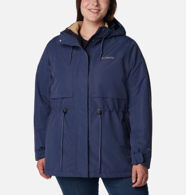 Columbia Isabella Lake Long Women's Dark Navy Blue Rain Windbreaker Jacket  Sizes