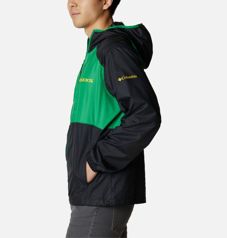 Men's Collegiate Flash Forward Jacket - Oregon, Color: UO - Black, Fuse Green