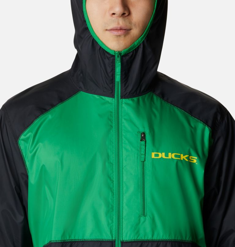 Men's Collegiate Flash Forward Jacket - Oregon, Color: UO - Black, Fuse Green