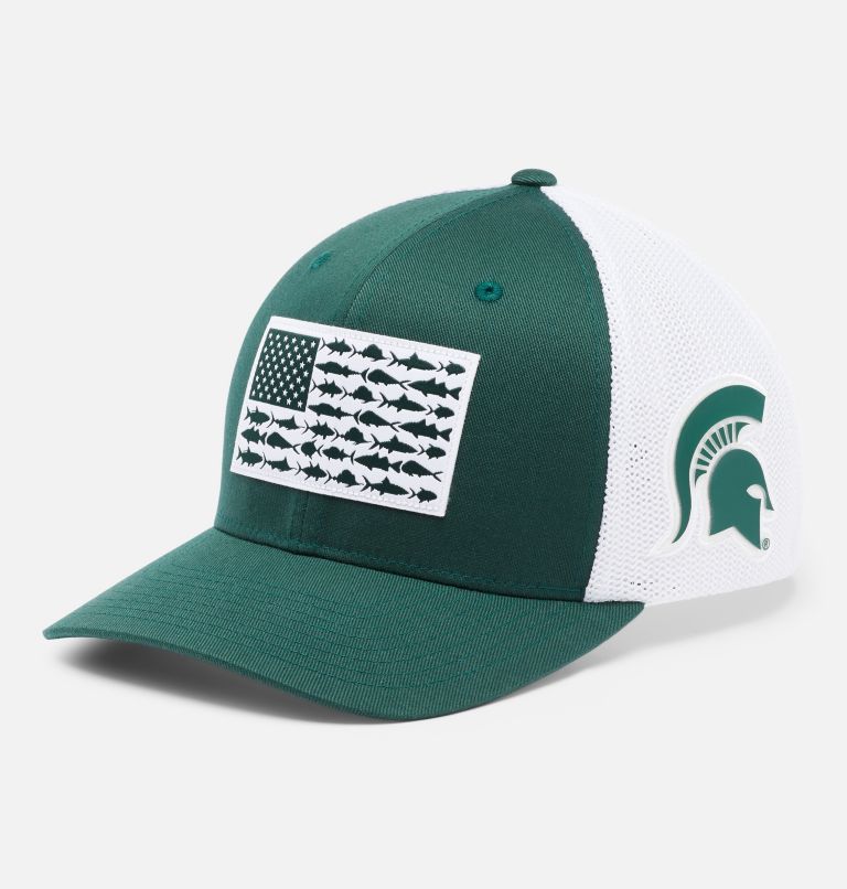 PFG Mesh Fish Flag Ball Cap - Michigan State, Color: MS - Spruce, image 1