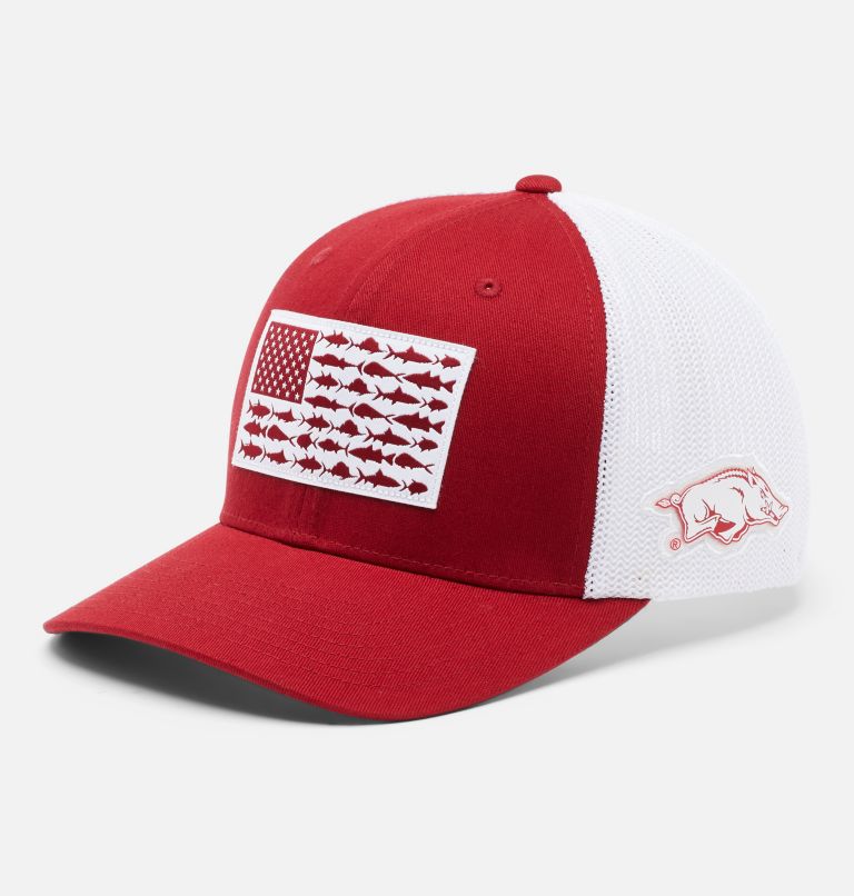 PFG Mesh Fish Flag Ball Cap - Arkansas, Color: ARK - Red Velvet, image 1