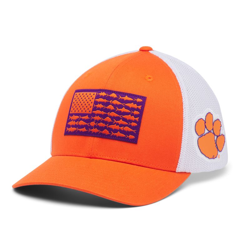 PFG Mesh Fish Flag Ball Cap - Clemson, Color: CLE - Spark Orange, image 1