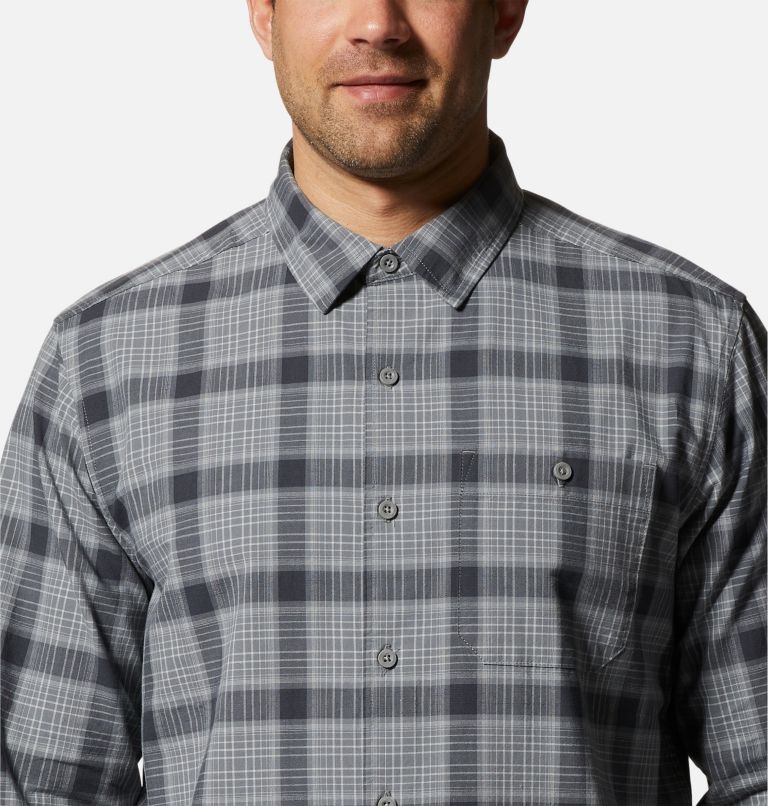 Thumbnail: Men's Big Cottonwood Long Sleeve Shirt, Color: Foil Grey Moon Roof Plaid, image 4