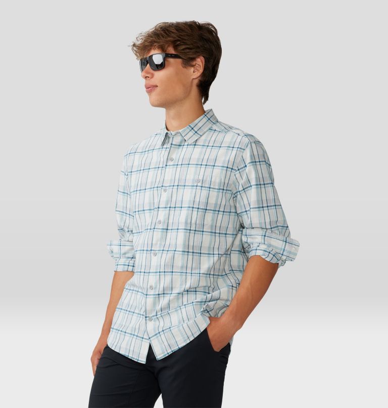 Men's Big Cottonwood Long Sleeve Shirt, Color: Glacial Trailhead Plaid, image 6