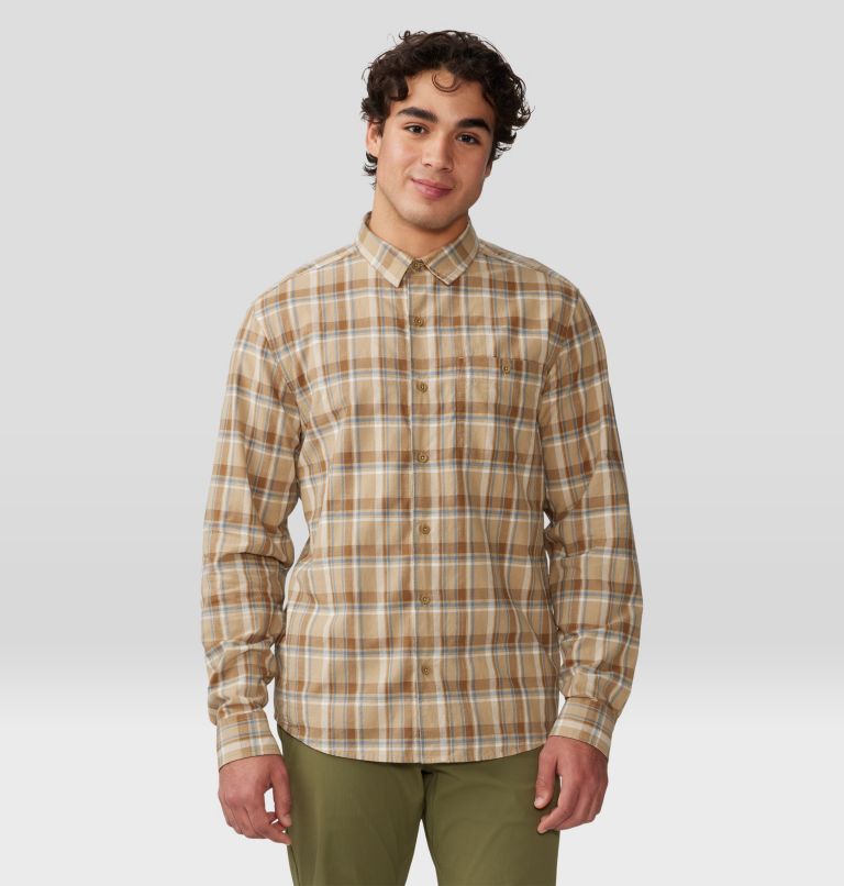 Thumbnail: Men's Big Cottonwood Long Sleeve Shirt, Color: Moab Tan Trailhead Plaid, image 6
