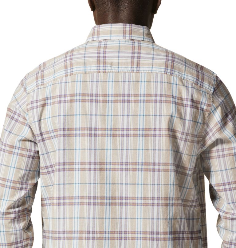 Men's Big Cottonwood Long Sleeve Shirt, Color: Trail Dust Vertical Plaid
