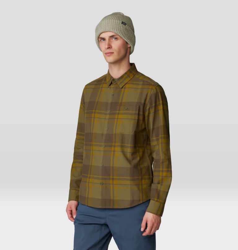 Men's Big Cottonwood Long Sleeve Shirt, Color: Combat Green Fireside Plaid, image 5