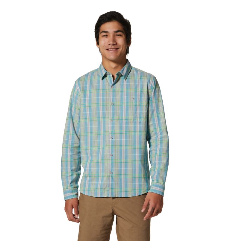 Men's Big Cottonwood Long Sleeve Shirt, Color: Teton Blue Vertical Plaid, image 1