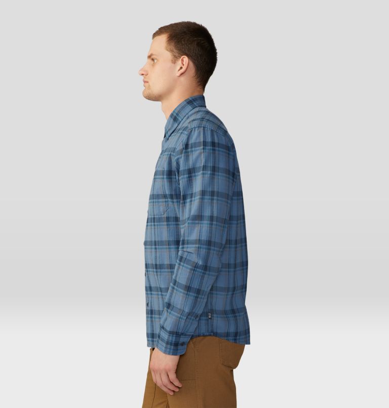 Thumbnail: Men's Big Cottonwood Long Sleeve Shirt, Color: Light Zinc Trailhead Plaid, image 3