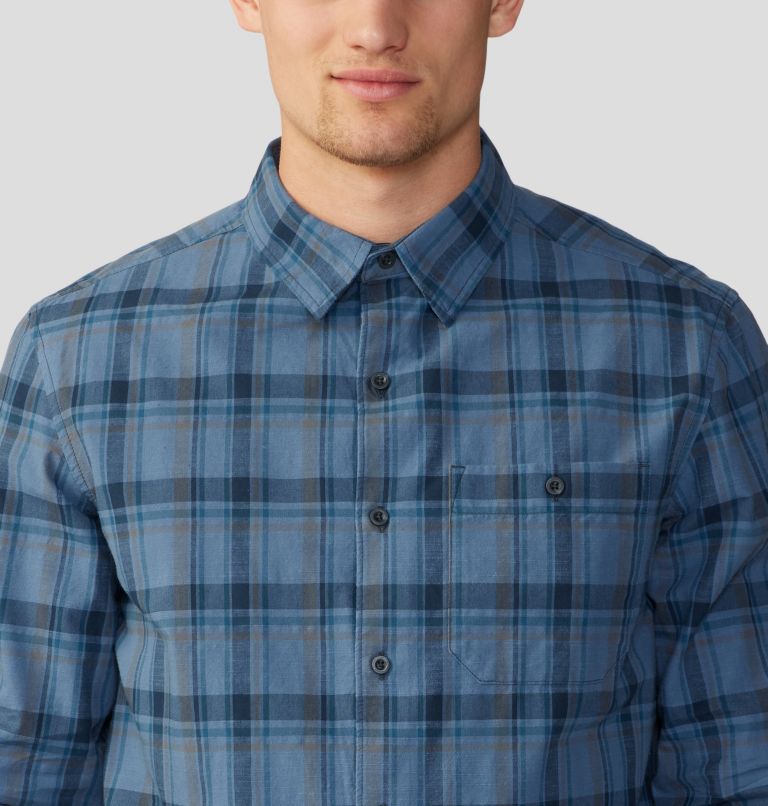 Thumbnail: Men's Big Cottonwood Long Sleeve Shirt, Color: Light Zinc Trailhead Plaid, image 4