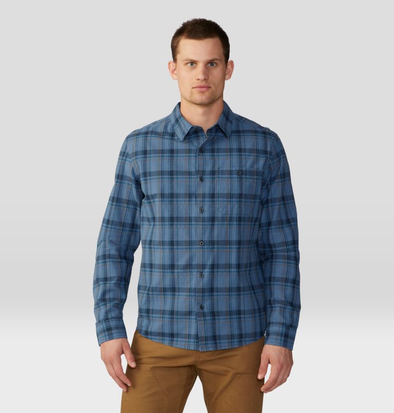 Men's Big Cottonwood Long Sleeve Shirt, Color: Light Zinc Trailhead Plaid, image 5