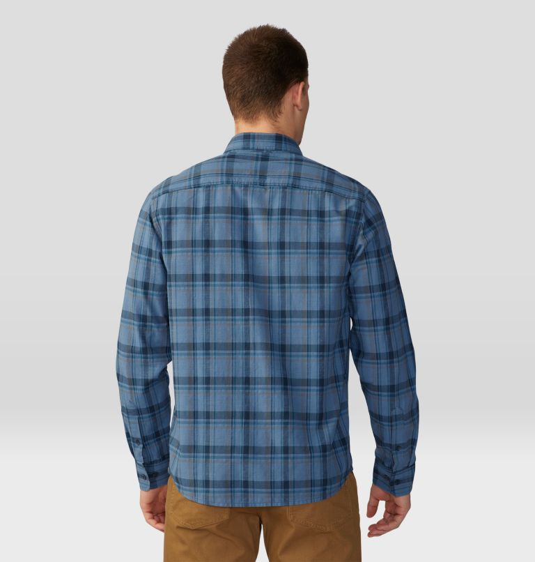 Thumbnail: Men's Big Cottonwood Long Sleeve Shirt, Color: Light Zinc Trailhead Plaid, image 2