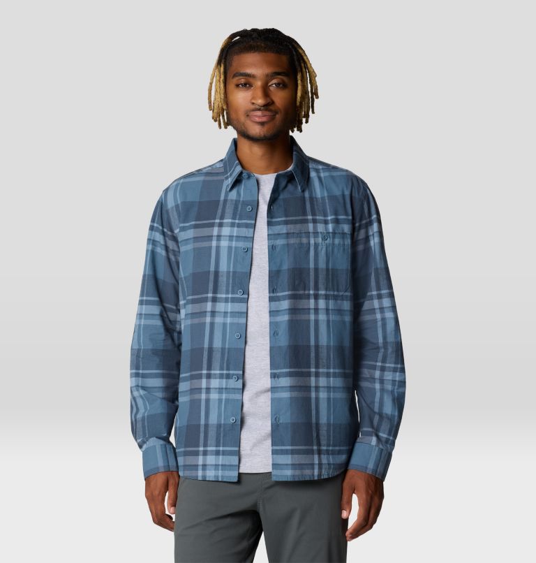Men's Big Cottonwood Long Sleeve Shirt, Color: Adriatic Blue Fireside Plaid, image 5