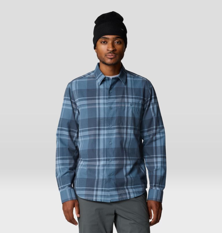 Men's Big Cottonwood Long Sleeve Shirt, Color: Adriatic Blue Fireside Plaid, image 6