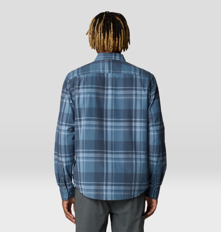 Men's Big Cottonwood Long Sleeve Shirt, Color: Adriatic Blue Fireside Plaid, image 2