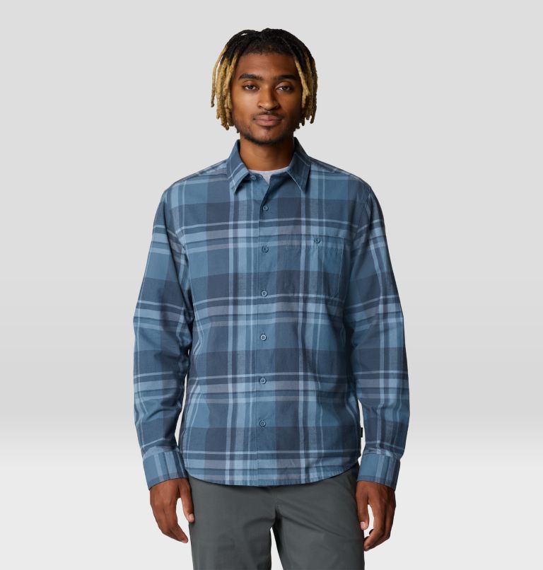 Men's Big Cottonwood Long Sleeve Shirt, Color: Adriatic Blue Fireside Plaid, image 1