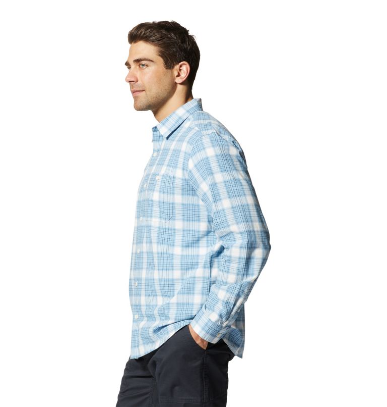 Thumbnail: Men's Big Cottonwood Long Sleeve Shirt, Color: Blue Chambray Moon Roof Plaid, image 3