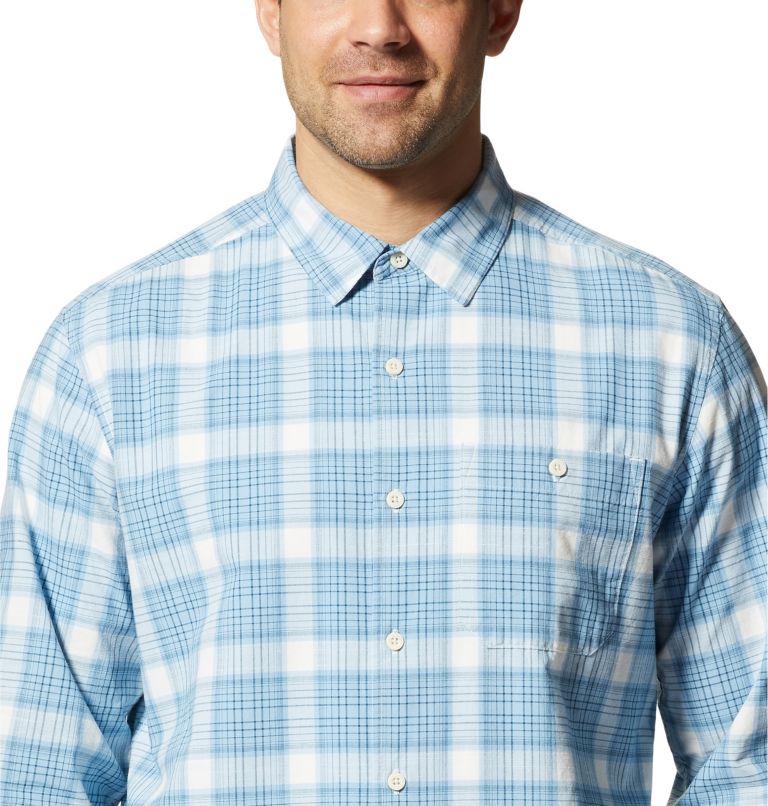 Men's Big Cottonwood Long Sleeve Shirt, Color: Blue Chambray Moon Roof Plaid, image 4