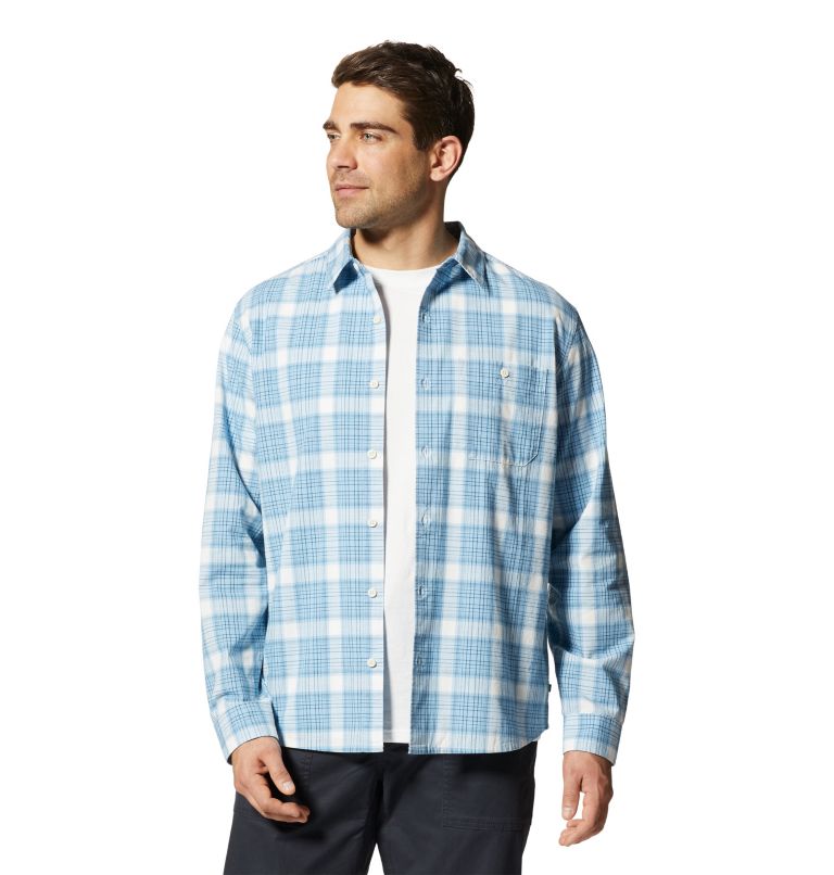 Men's Big Cottonwood Long Sleeve Shirt, Color: Blue Chambray Moon Roof Plaid, image 5