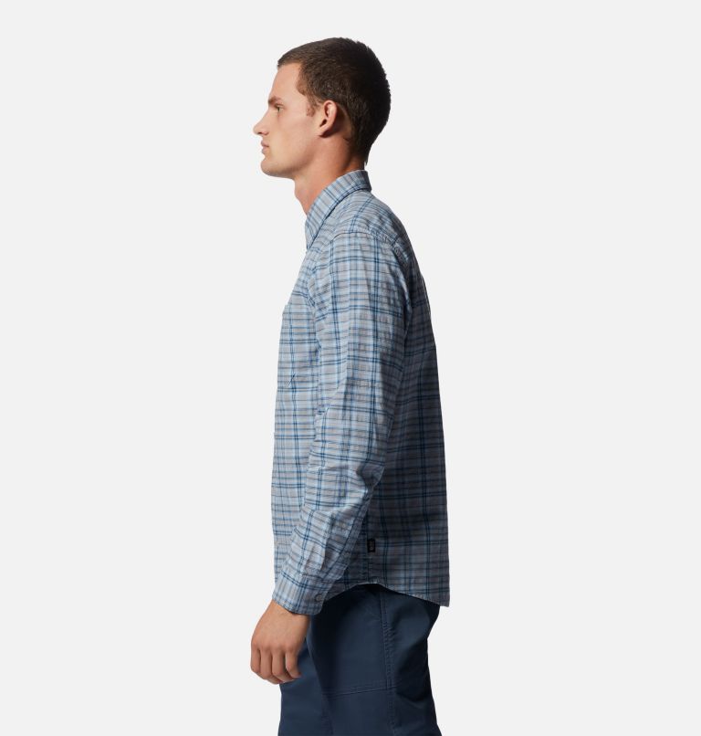 Men's Big Cottonwood Long Sleeve Shirt, Color: Blue Chambray Canopy Plaid, image 3