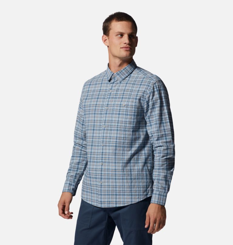 Men's Big Cottonwood Long Sleeve Shirt, Color: Blue Chambray Canopy Plaid, image 5