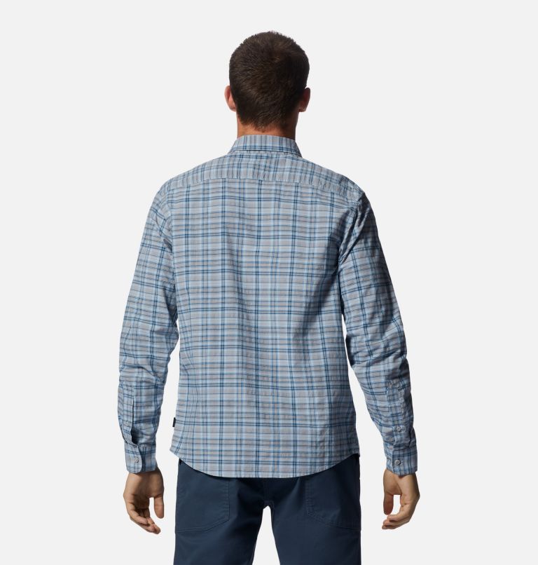 Men's Big Cottonwood Long Sleeve Shirt, Color: Blue Chambray Canopy Plaid, image 2