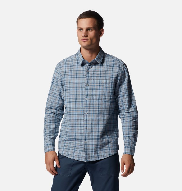 Thumbnail: Men's Big Cottonwood Long Sleeve Shirt, Color: Blue Chambray Canopy Plaid, image 1