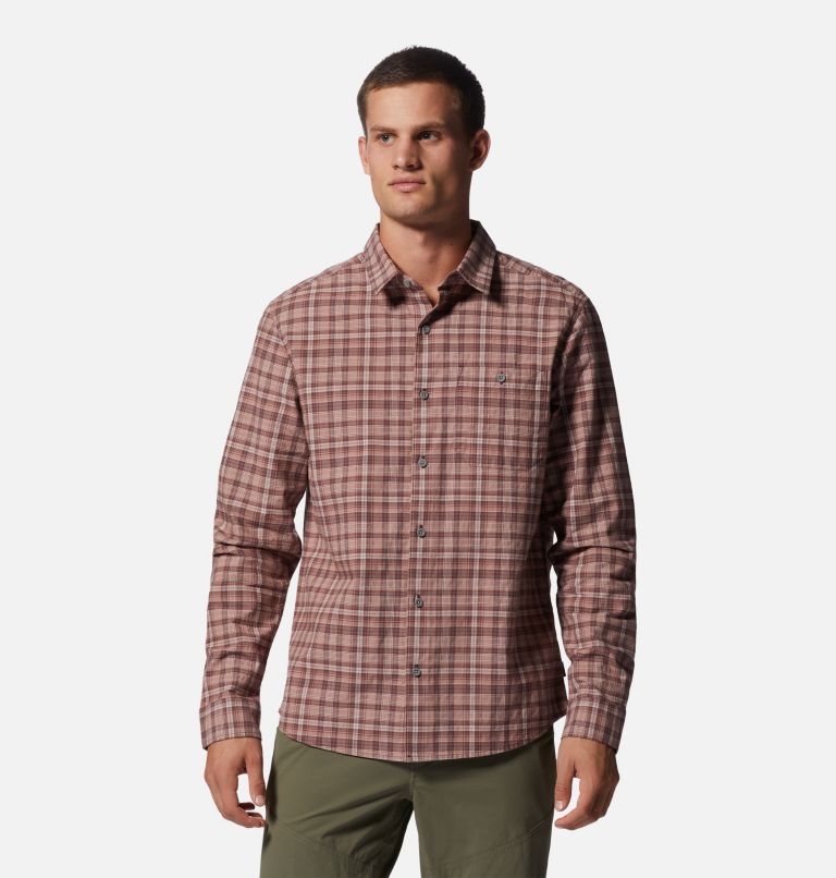 Men's Big Cottonwood Long Sleeve Shirt, Color: Clay Earth Canopy Plaid, image 5
