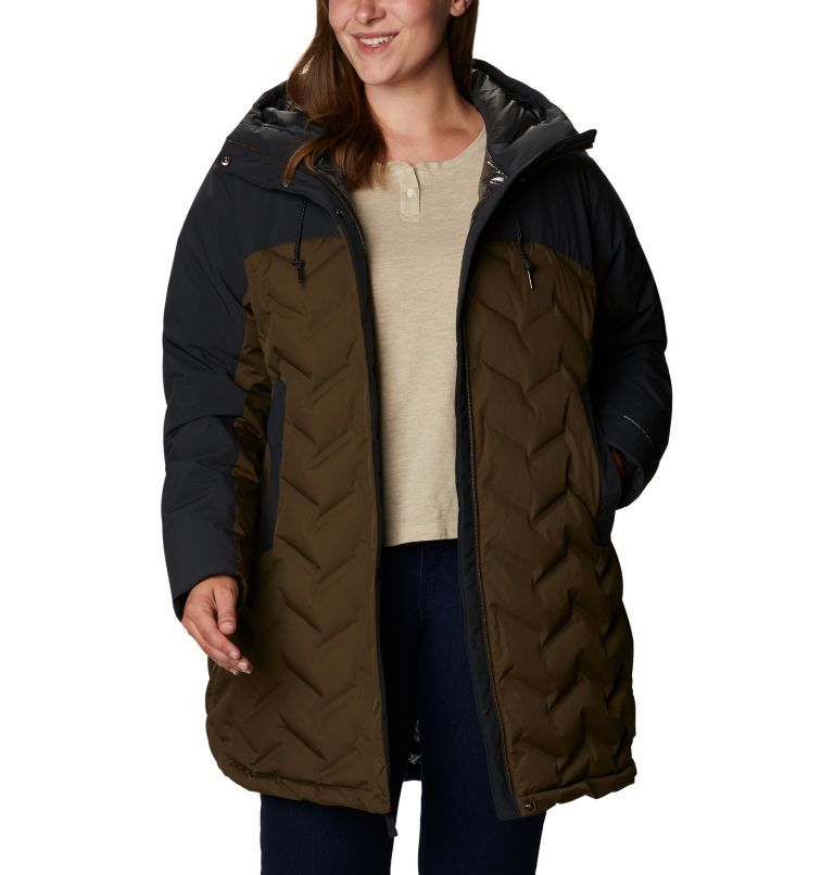Thumbnail: Women's Mountain Croo Long Down Jacket - Plus Size, Color: Olive Green, Black, image 1