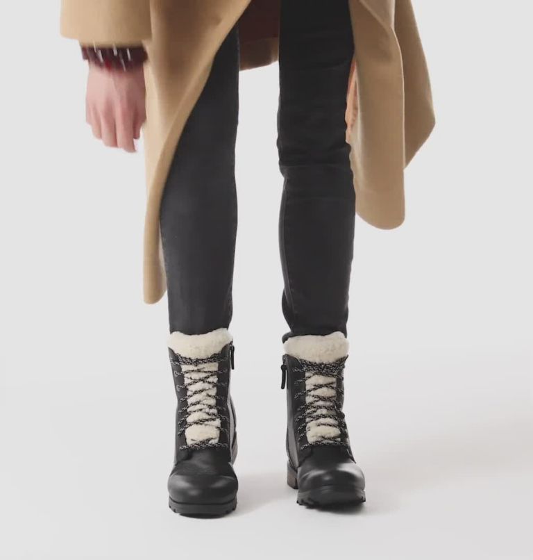 Women's Emelie Short Lace Cozy Boot, Color: Black
