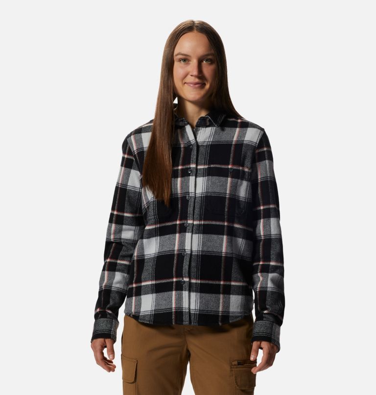 Women's Plusher Long Sleeve Shirt, Color: Black Tartan Plaid, image 1