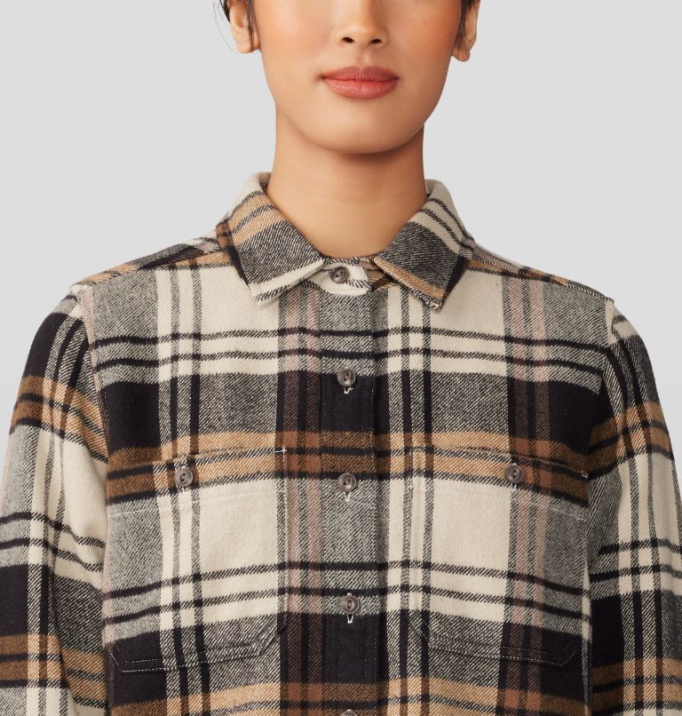 Women's Plusher Long Sleeve Shirt, Color: Oyster Shell Plaid Print, image 4